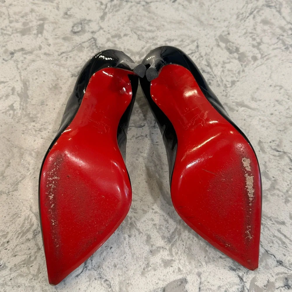 Christian Louboutin Black Patent Pointed Toe Pumps - Picture 4 of 7